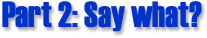 Part 2: Say what?